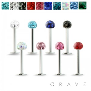 316L SURGICAL STEEL CRYSTAL PAVED EPOXY FERIDO BALL LABRET SET